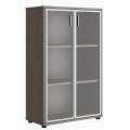 Офисный шкаф средний со стеклом с алюминиевой рамой