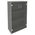 Офисный шкаф средний широкий со стеклом