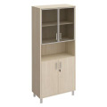 Офисный шкаф для документов двери стеклянные в алюминиевой рамке + ДСП с замком + ниша